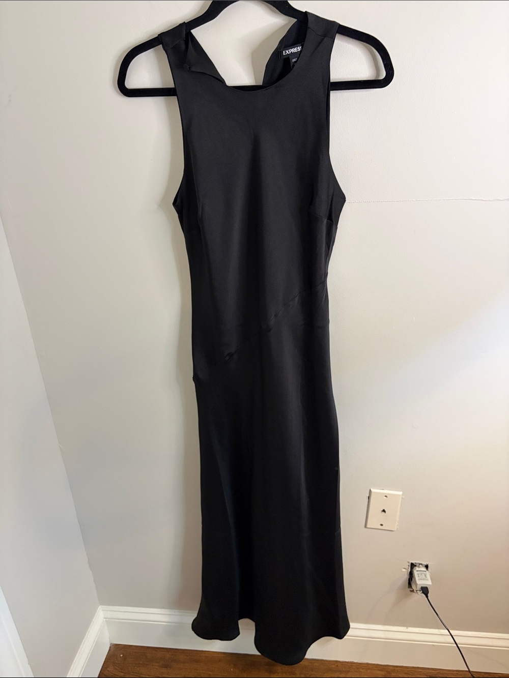 Express Sleek Black High-Neck Maxi Dress